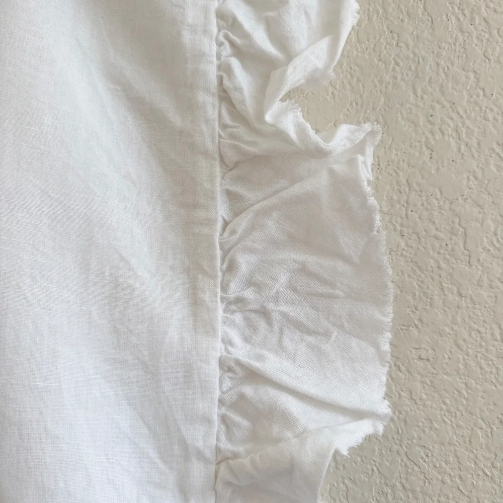 Restoration Hardware Baby & Child White Linen Cotton Ruffle Sham Pillowcase Set